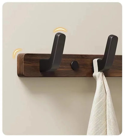Wood-Style Wall Hook Rack - 6-Hook Coat & Hat Hanger