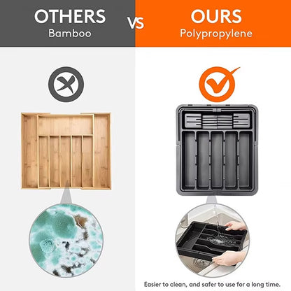 Expandable Cutlery Tray - Adjustable Kitchen Drawer Organizer