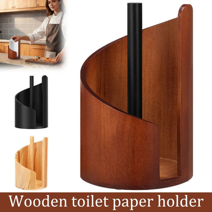 Wood-Style Spiral Paper Towel Holder - Vertical Countertop Stand