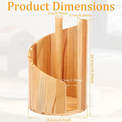 Wood-Style Spiral Paper Towel Holder - Vertical Countertop Stand