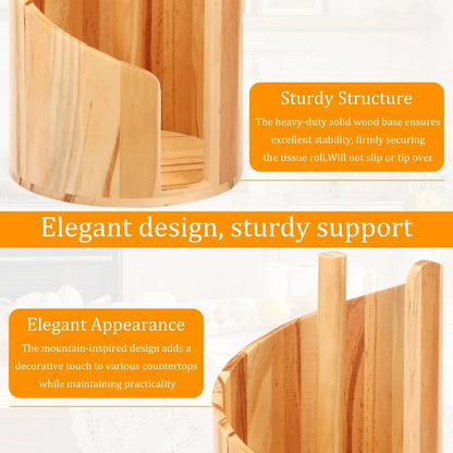 Wood-Style Spiral Paper Towel Holder - Vertical Countertop Stand