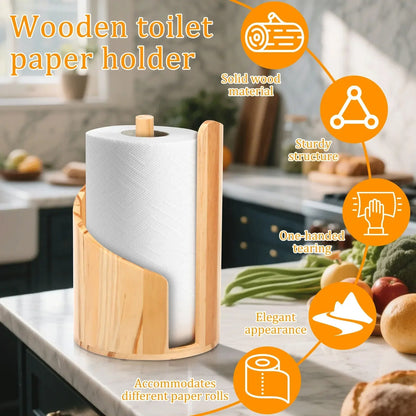 Wood-Style Spiral Paper Towel Holder - Vertical Countertop Stand