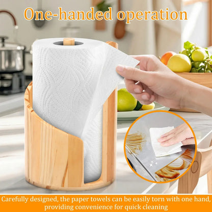 Wood-Style Spiral Paper Towel Holder - Vertical Countertop Stand
