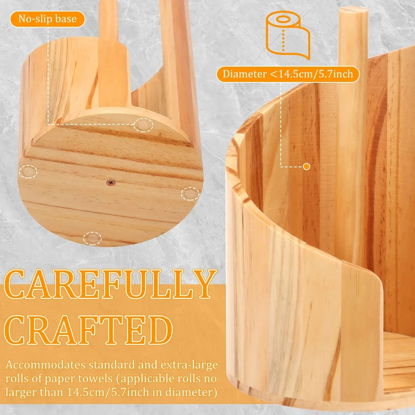 Wood-Style Spiral Paper Towel Holder - Vertical Countertop Stand