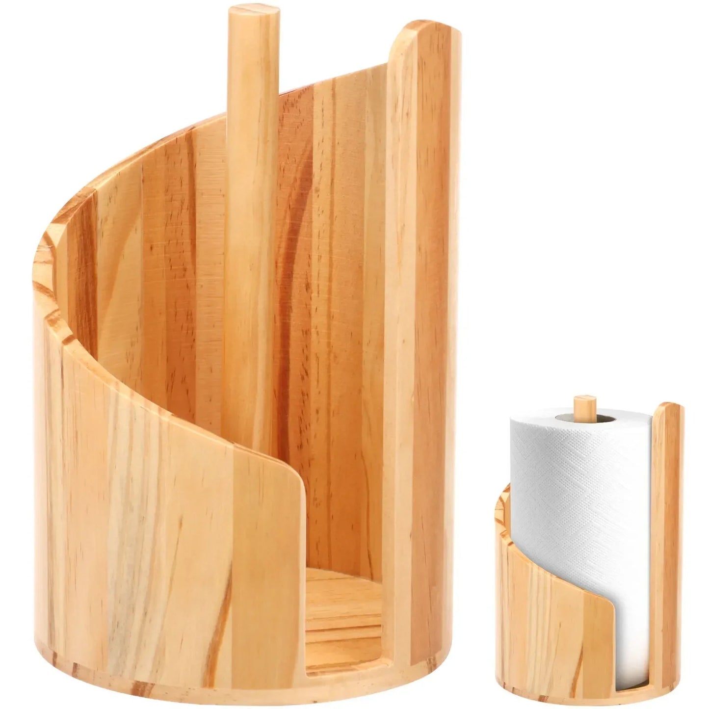 Wood-Style Spiral Paper Towel Holder - Vertical Countertop Stand