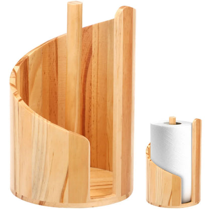 Wood-Style Spiral Paper Towel Holder - Vertical Countertop Stand