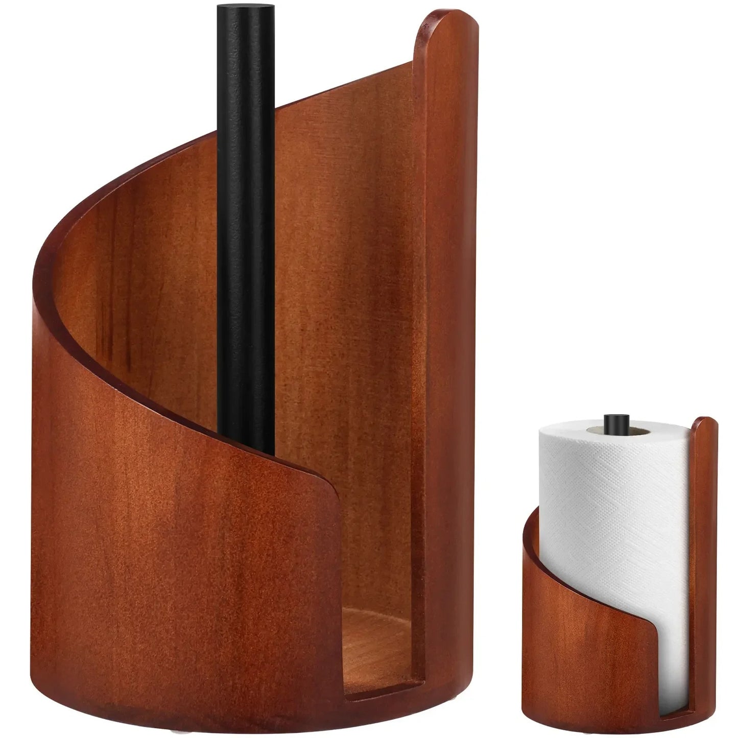 Wood-Style Spiral Paper Towel Holder - Vertical Countertop Stand