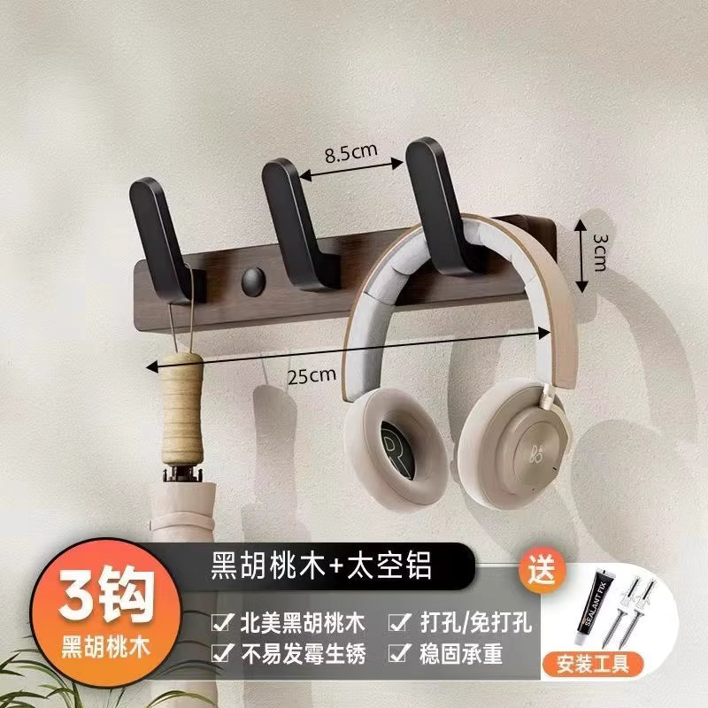 Wood-Style Wall Hook Rack - 6-Hook Coat & Hat Hanger