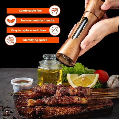 Adjustable Wood Salt and Pepper Grinder Set – Manual Mill for Kitchen