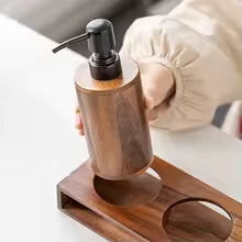 Luxury Walnut Wood Soap & Lotion Dispenser - Press-Top Bottle