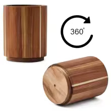 360° Rotating Wooden Utensil Holder - Large Capacity Kitchen Organizer