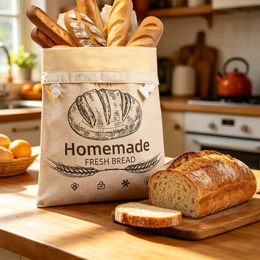 Beeswax Bread Bag with Buckle - Reusable Eco Bread Storage Pouch