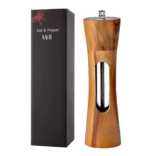 Adjustable Wood Salt and Pepper Grinder Set – Manual Mill for Kitchen