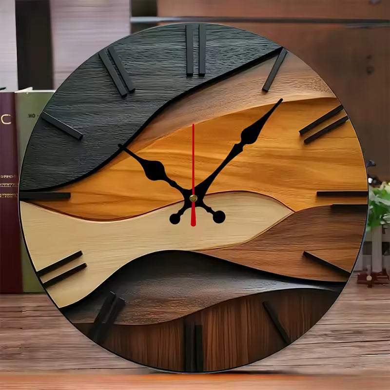 Nordic Wood-Style Round Wall Clock - Silent, Minimalist Design