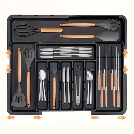 Expandable Cutlery Tray - Adjustable Kitchen Drawer Organizer
