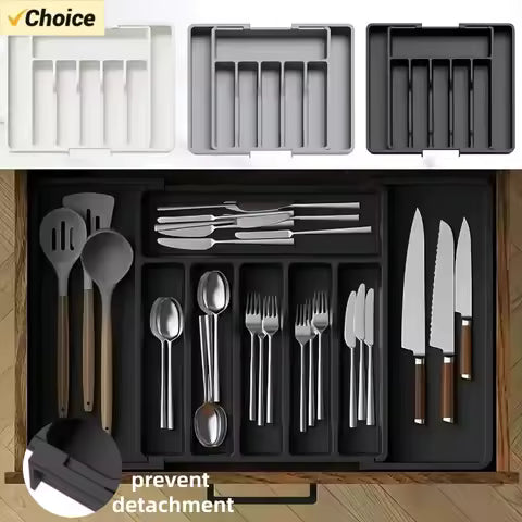 Expandable Cutlery Tray - Adjustable Kitchen Drawer Organizer