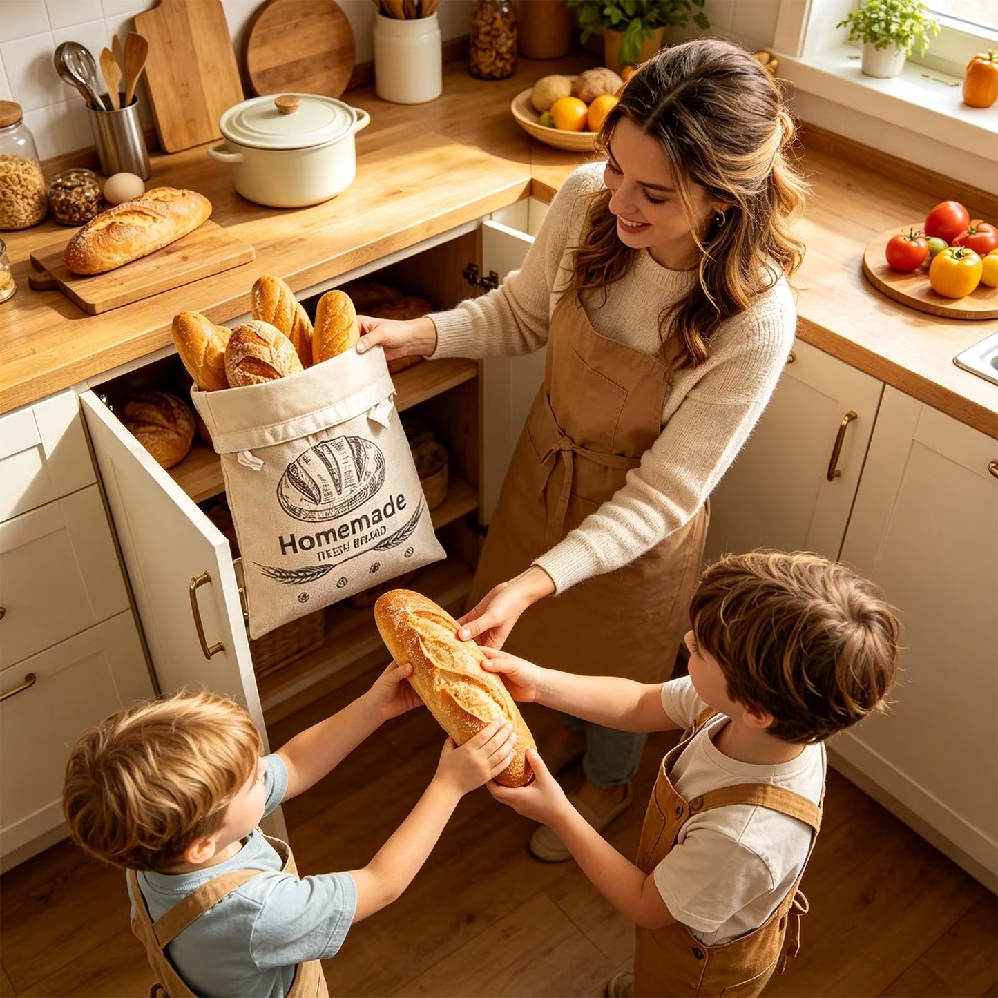 Beeswax Bread Bag with Buckle - Reusable Eco Bread Storage Pouch
