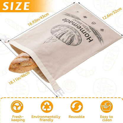 Beeswax Bread Bag with Buckle - Reusable Eco Bread Storage Pouch