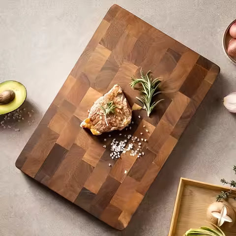Acacia Wood Cutting Board - Thick Non-Slip Double-Sided Board