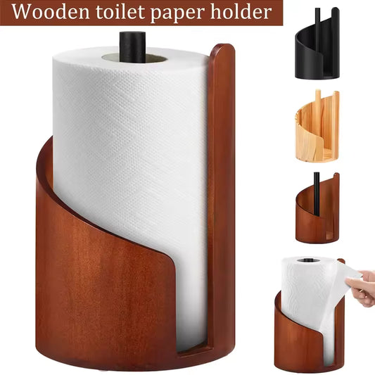 Wood-Style Spiral Paper Towel Holder - Vertical Countertop Stand