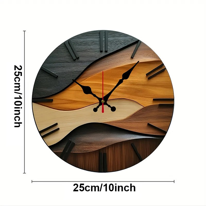 Nordic Wood-Style Round Wall Clock - Silent, Minimalist Design