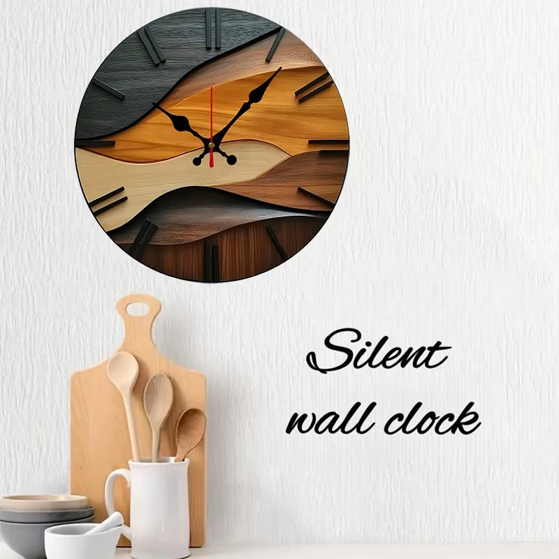 Nordic Wood-Style Round Wall Clock - Silent, Minimalist Design