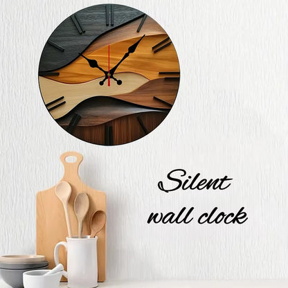 Nordic Wood-Style Round Wall Clock - Silent, Minimalist Design
