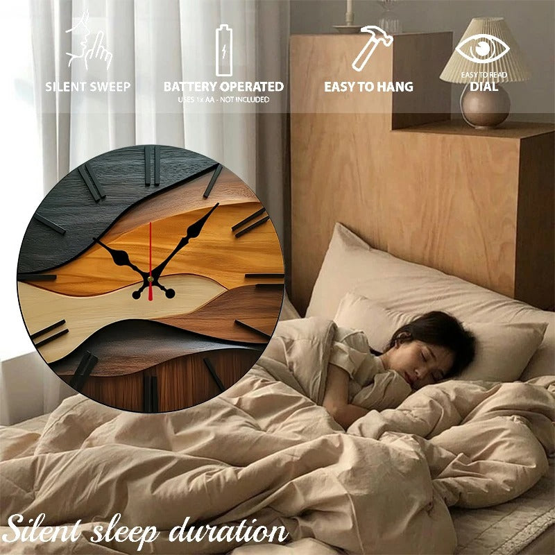 Nordic Wood-Style Round Wall Clock - Silent, Minimalist Design