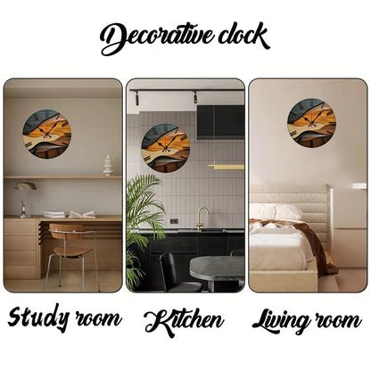 Nordic Wood-Style Round Wall Clock - Silent, Minimalist Design